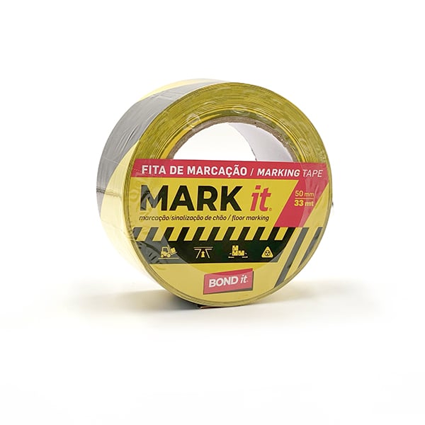 Fita de Marcação/Sinalização em PVC 50mm*33m Amarela/Preta
